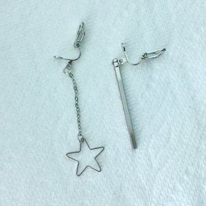 Asymmetric Star Clip-On Earrings